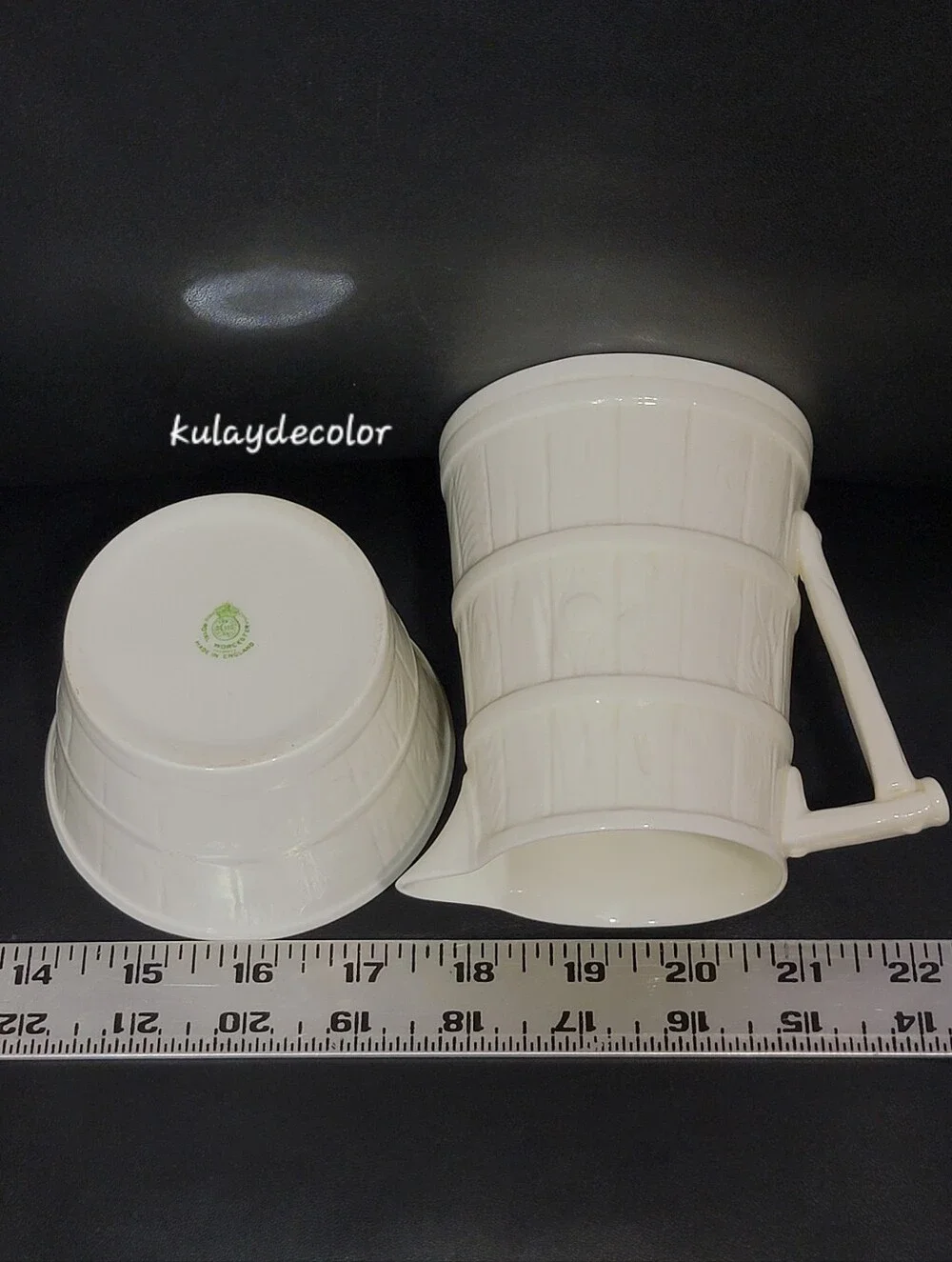 Royal Worcester Bone China Ribbed Barrel Sugar Bowl Creamer Set Made in England